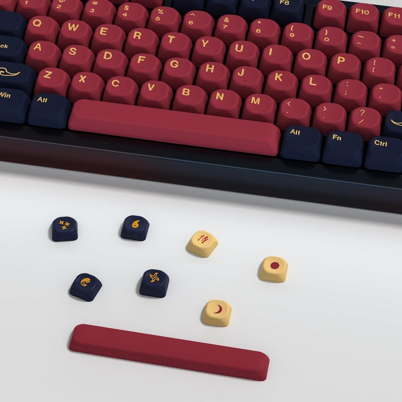 YMKPVR KBDiy Red Samurai Keycaps 60 Percent KOA Profile,Five Sides Dye-Sublimation PBT Retro Custom Keyboard Keycap,131 Keys Cap Set for Cherry Gateron MX Switches Mechanical Keyboards - Image 4